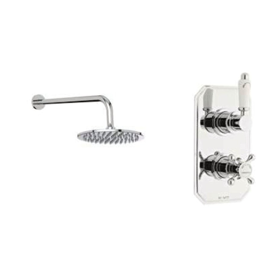Vittoria Traditional Thermostatic Shower Sets & Valves, Concealed valve with fixed overhead drencher