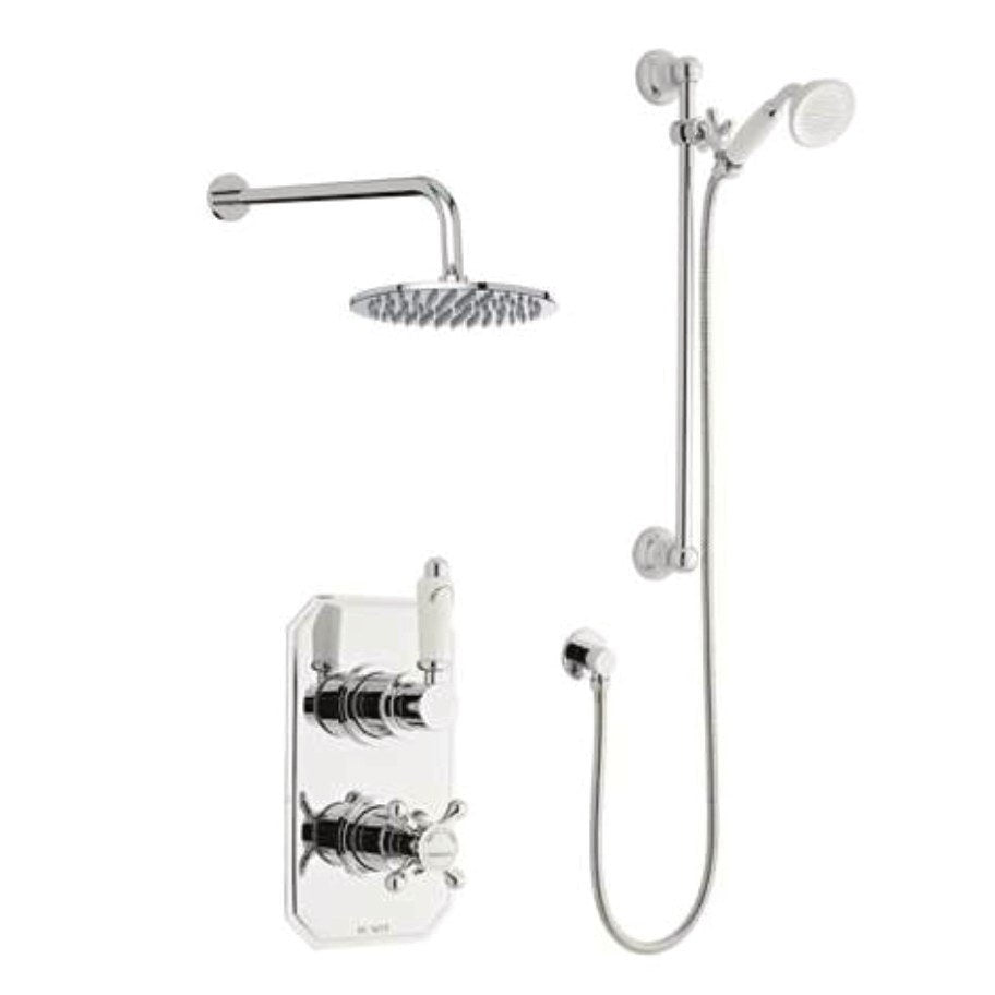 Vittoria Traditional Thermostatic Shower Sets & Valves, Concealed valve with slide rail kit and overhead drencher