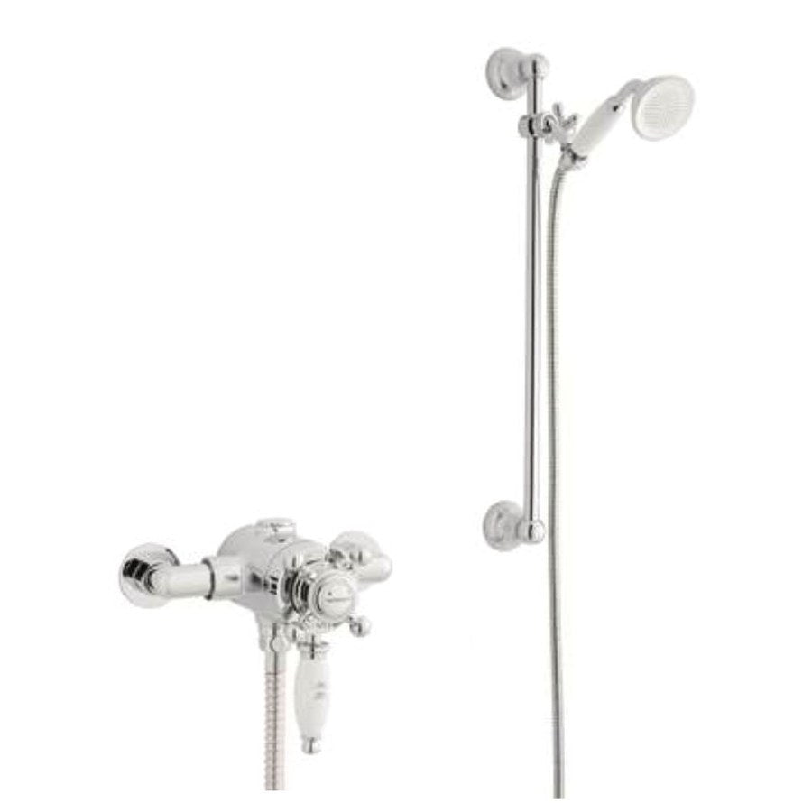 Vittoria Traditional Thermostatic Shower Sets & Valves, Exposed valve with adjustable slide rail kit