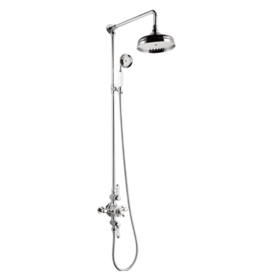 Vittoria Traditional Thermostatic Shower Sets & Valves, Exposed valve with overhead drencher and slide rail kit