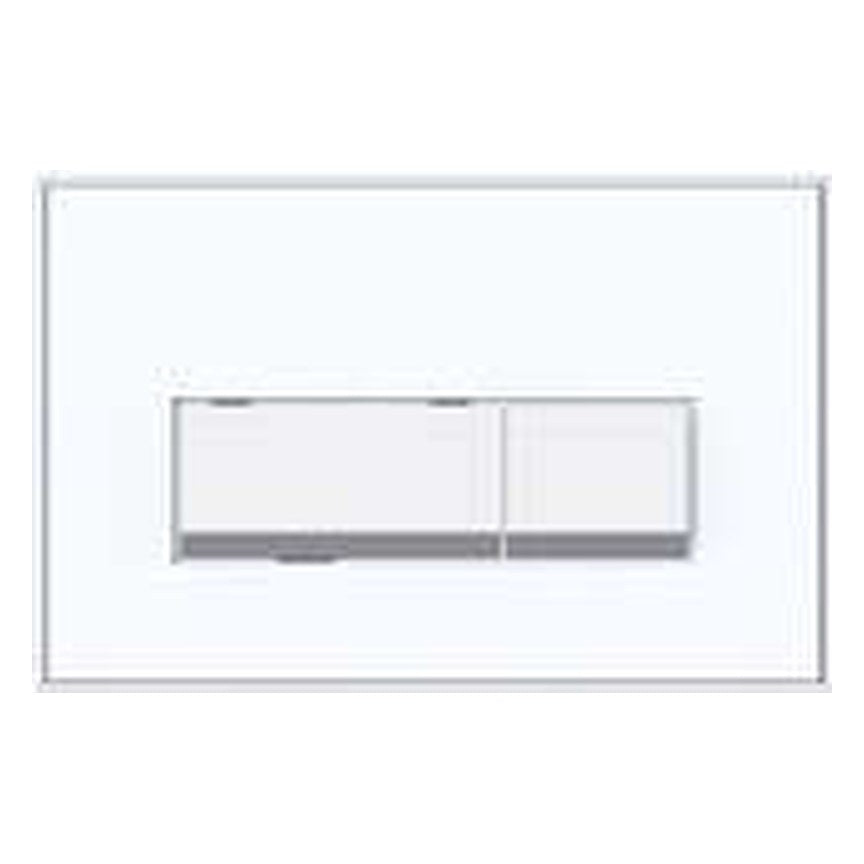WC Frame Flush Plates – White glass, chrome buttons
